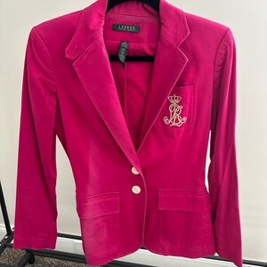 Lauren Ralph Lauren Fuchsia Blazer with Embroidered Crest